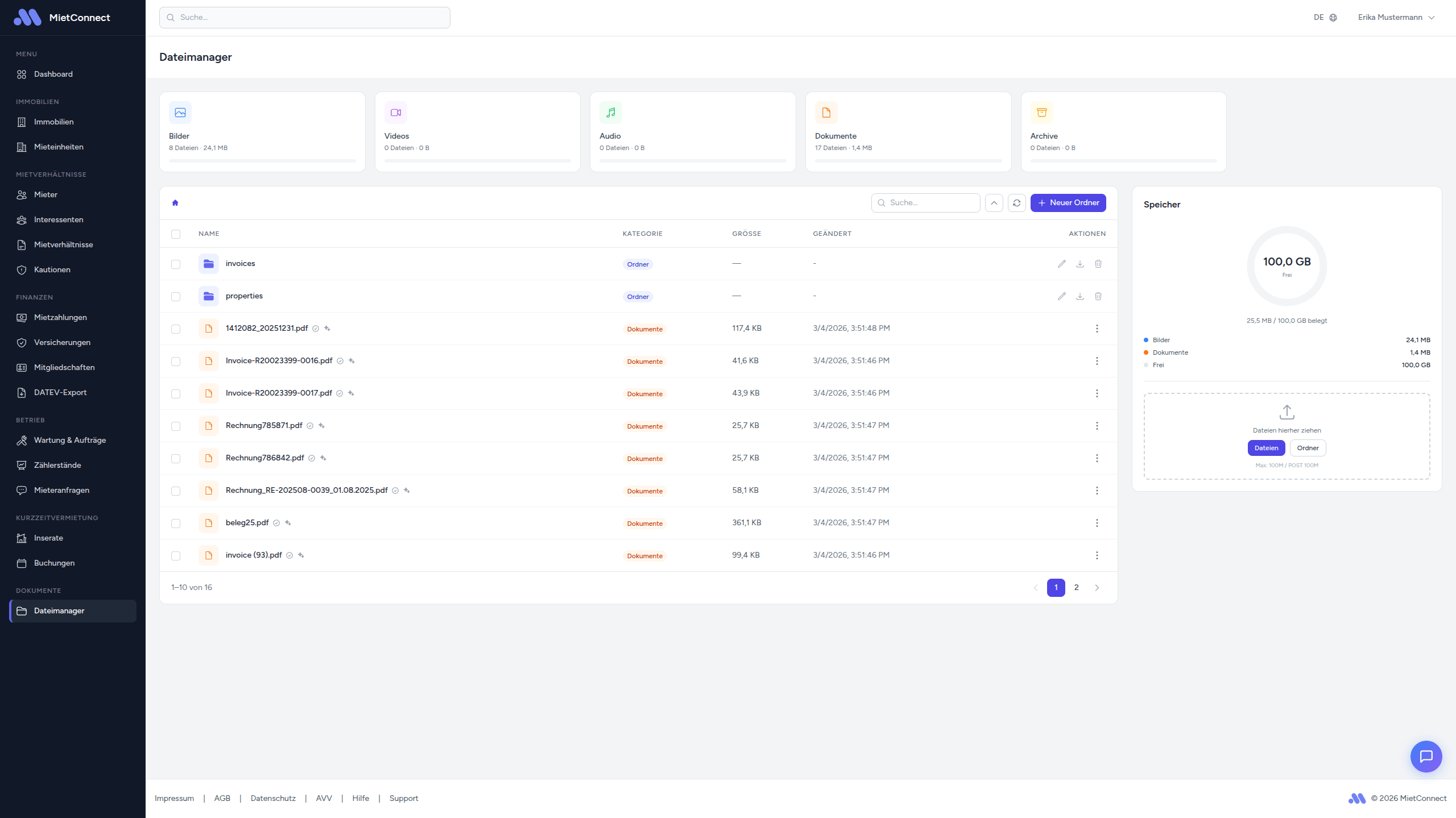 MietConnect Dokumentenmanager - Verträge und Belege ablegen