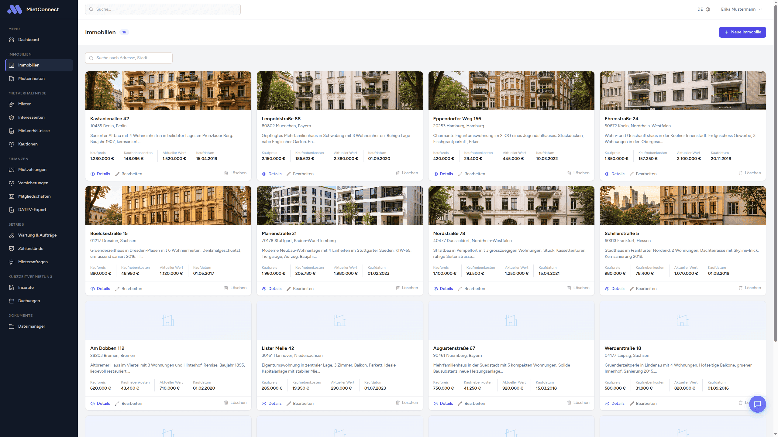 MietConnect Immobilien - Objekte und Einheiten verwalten